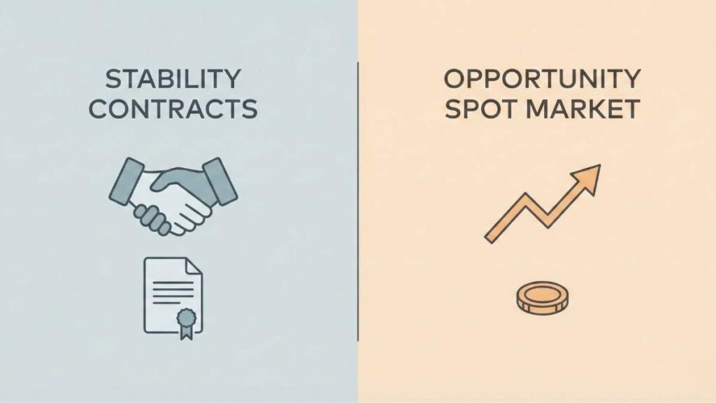 stability contracts vs. opportunity spot market