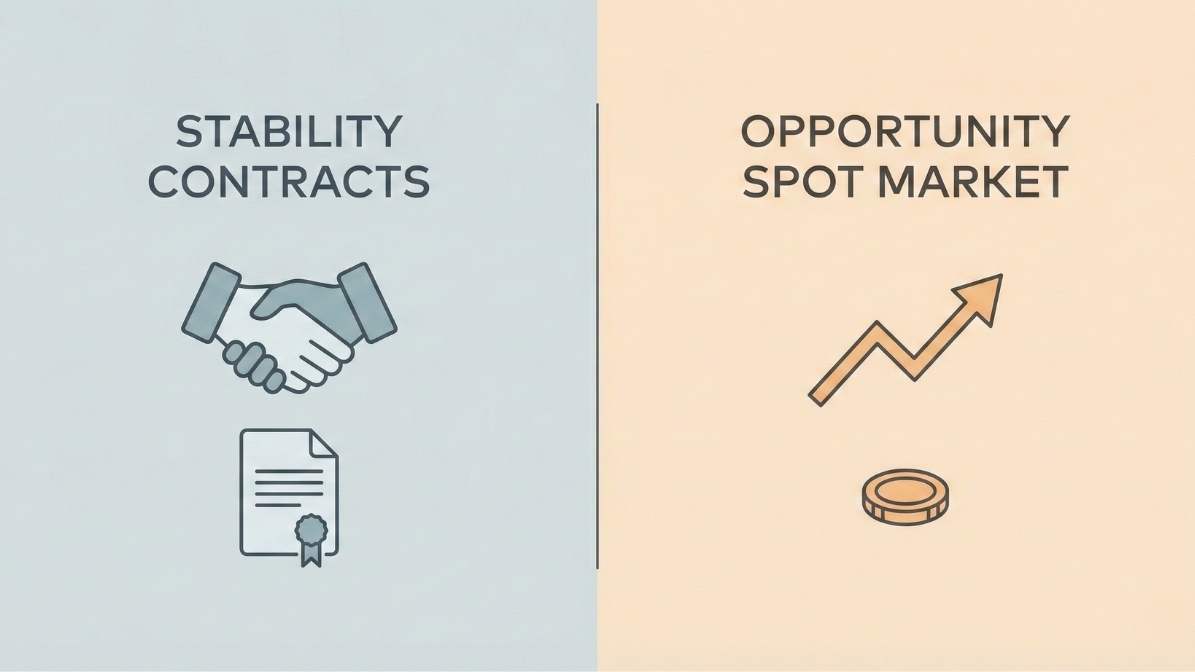 stability contracts vs. opportunity spot market